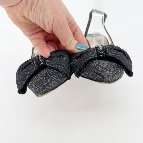 Vintage Jimmy Choo Gray Bow Crystal Pointed Toe Slingback Kitten Heel size IT 37 - Picture 7 of 12